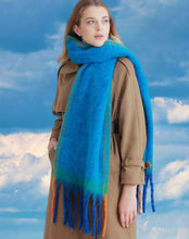 Load image into Gallery viewer, JC021030 Long Fringe Cozy Fuzzy Two-Tone Ombre Scarf
