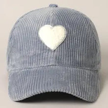 Load image into Gallery viewer, Chenille Heart Patch Corduroy Baseball Cap
