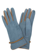 Load image into Gallery viewer, Braided Band Trim Suede Smart Winter Gloves
