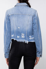 Load image into Gallery viewer, Torn and Frayed Washed Denim Jacket

