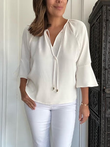 Ivory Blouse with 3/4 Bell Sleeve