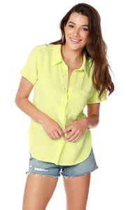 Button Front Short Sleeve Top